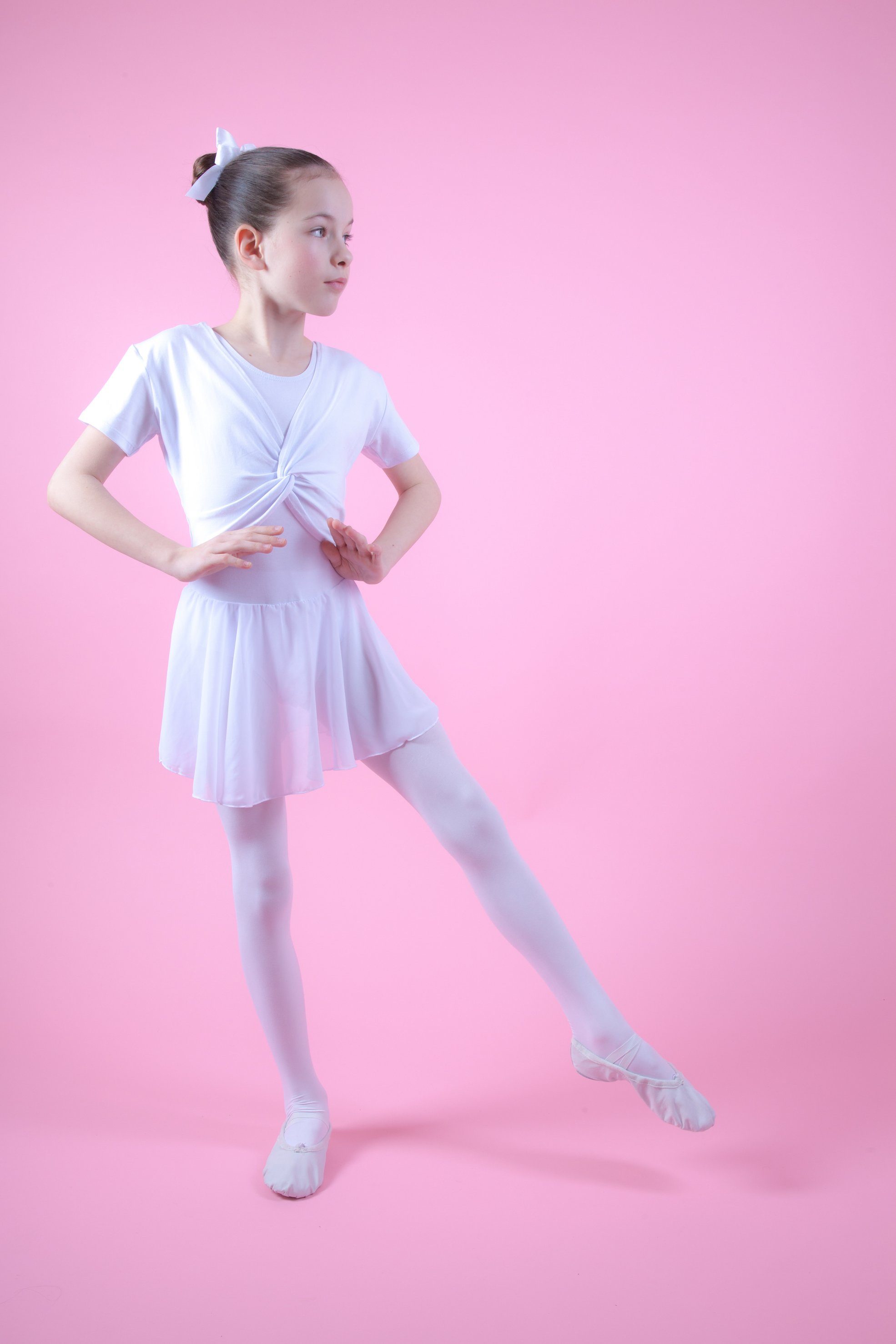tanzmuster Crop-Top Kurzarm Ballett Top Madita für Mädchen aus wunderbar weicher Baumwolle