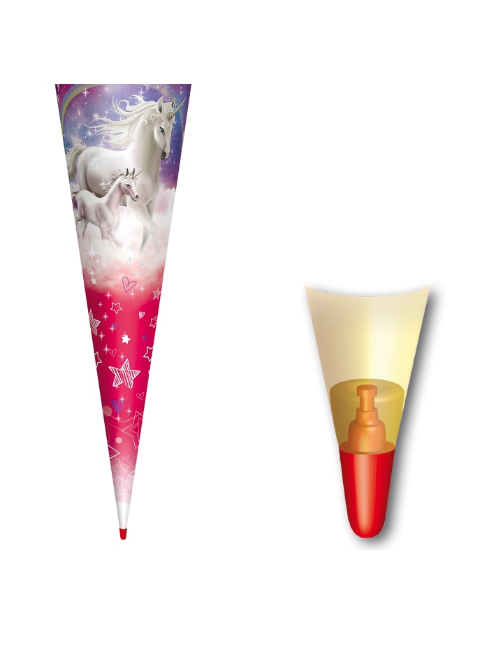 ROTH Schultüte groß Einhorn im Sternenhimmel 70 cm, Glitter in Rosa günstig kaufen onesize