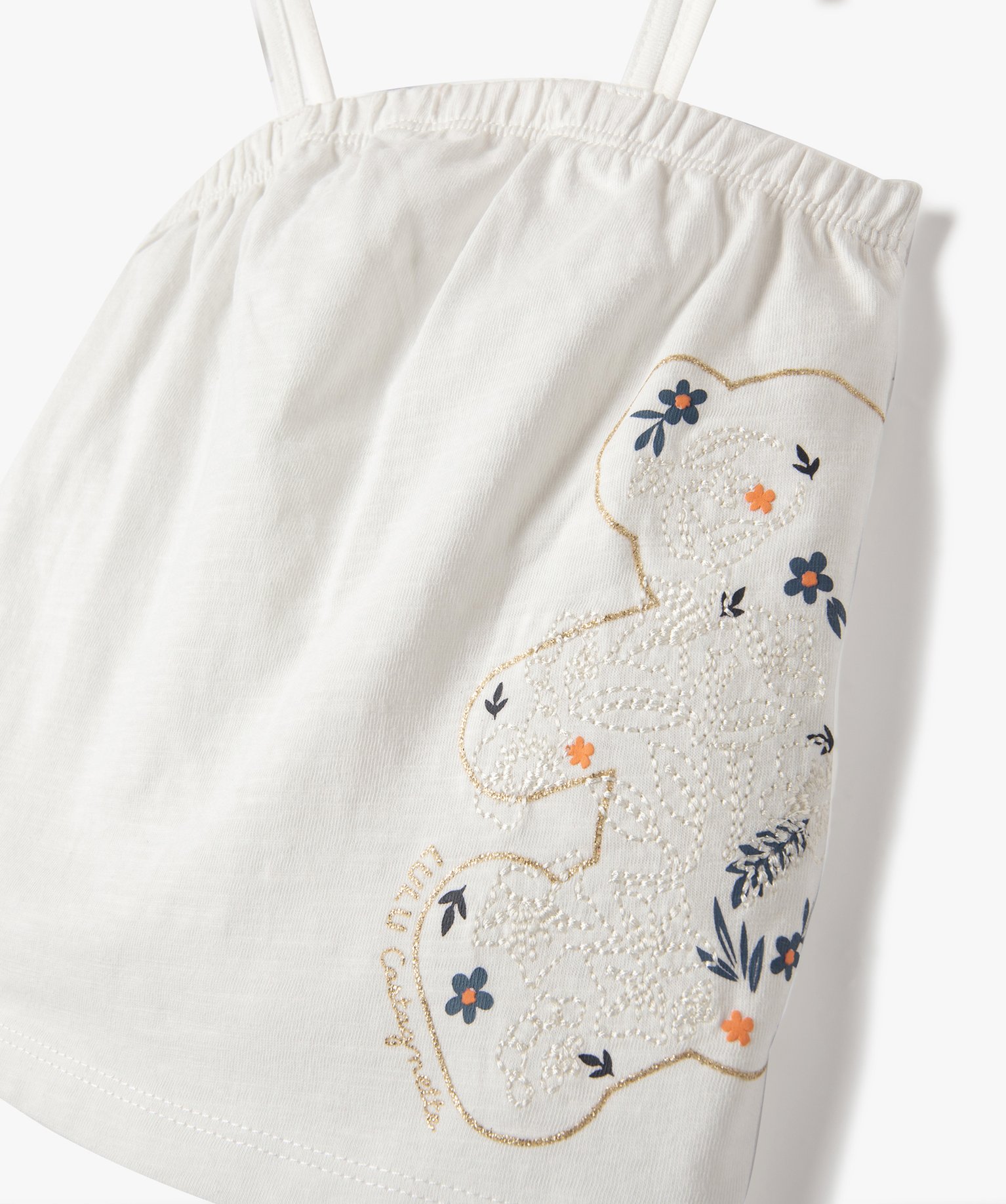 Débardeur bébé fille à fines bretelles et broderie - Lul... beige | GEMO