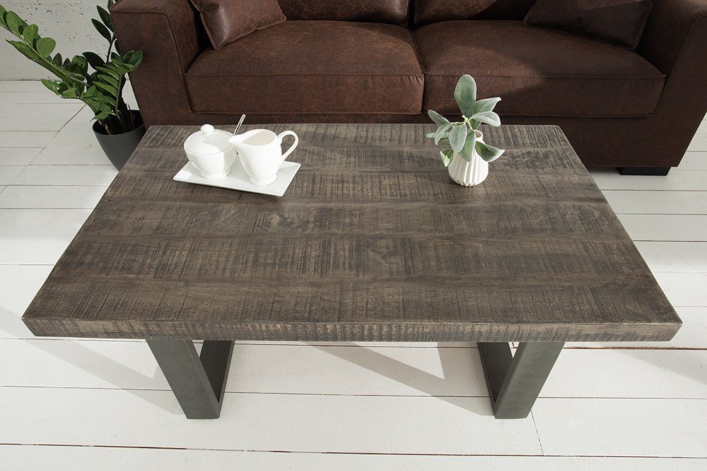 riess-ambiente Couchtisch IRON CRAFT 100cm grau, Wohnzimmer · Massivholz · Metall · eckig · Industrial Design