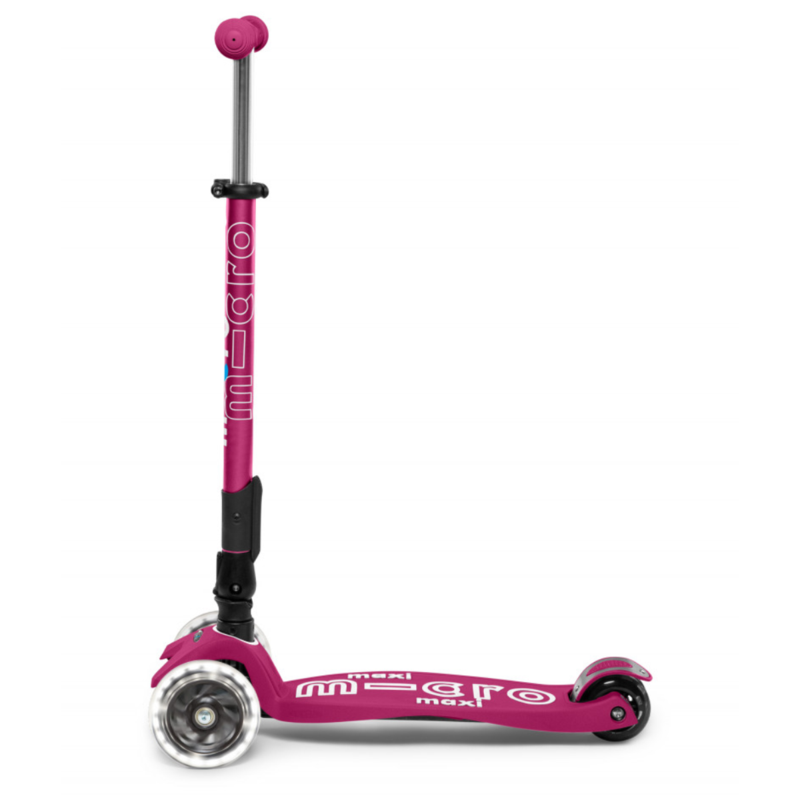 Trottinette 3 Roues LED Pliable - Maxi Micro Deluxe Pliable Gris Baie Rouge Led
