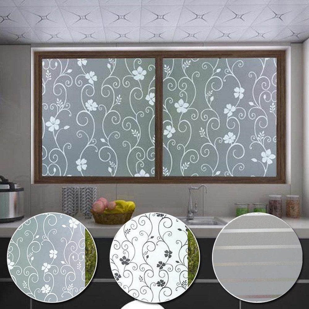 Fensterfolie Selbstklebend ohne Klebstoff Fensterfolie Statisch Folie mit Anti-UV, iscooter, Fensterfolie Streifenfolie Dekofolie, Statisch Folie 90 * 500CM
