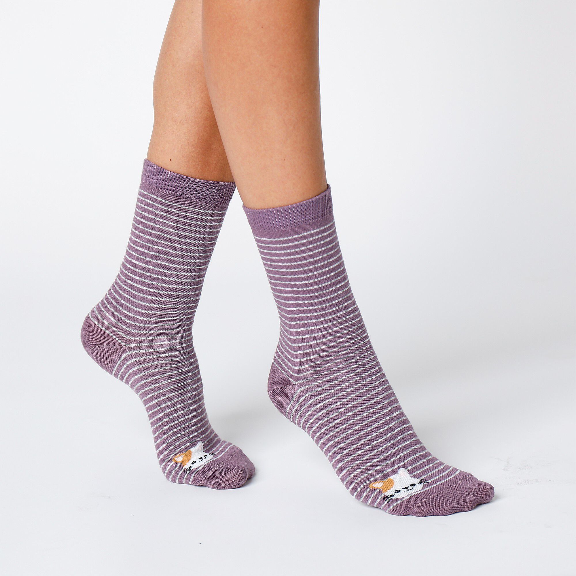 Chaussettes rayées fantaisie à motifs animaux