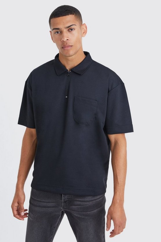 Oversize Poloshirt mit Taschen