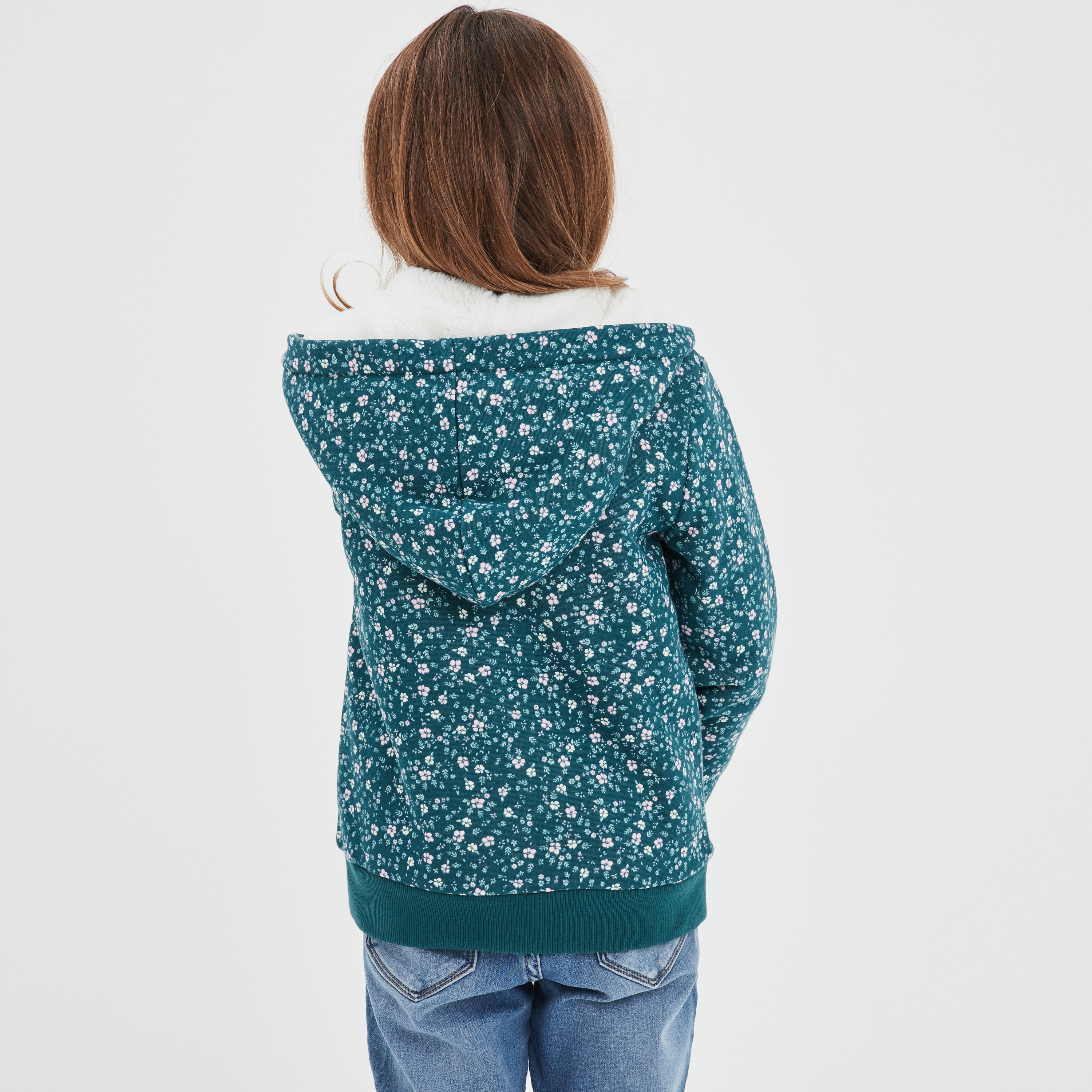Gilet doublé à capuche vert foncé fille | La Halle