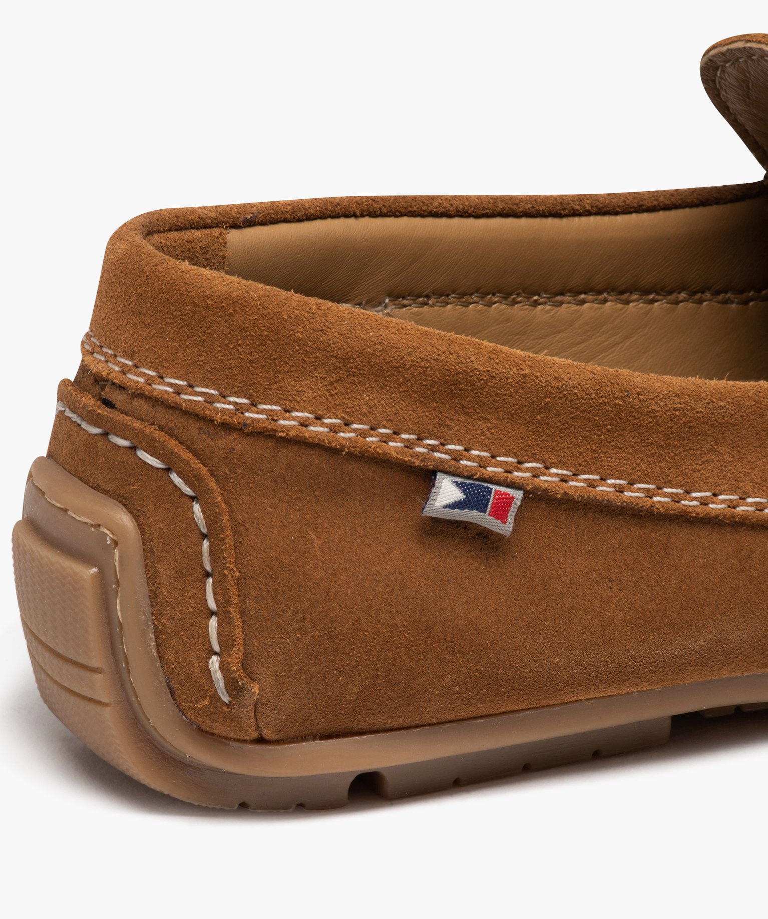 Mocassins homme unis en cuir velours camel | GEMO