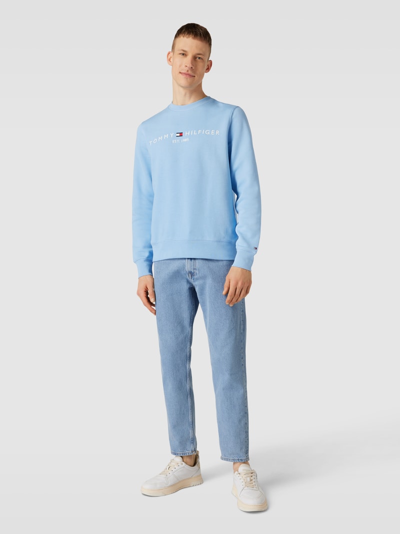 Sweatshirt mit Label-Stitching Modell 'TOMMY LOGO SWEAT' in himmelblau