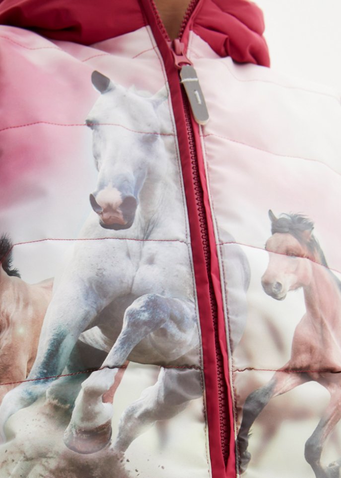 Mädchen Winterjacke mit Pferdemotiv, wasserabweisend und winddicht