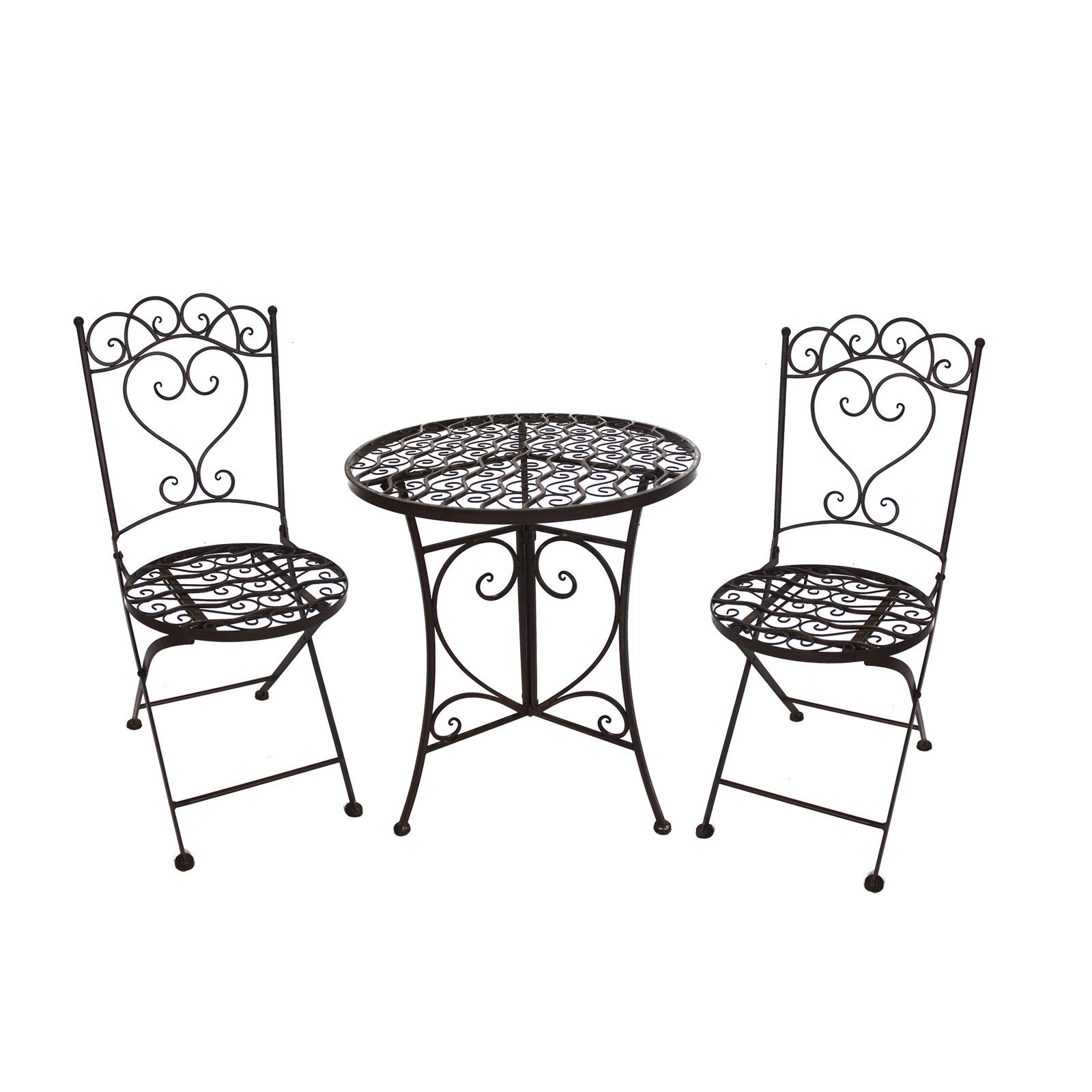 HTI-Line Balkonset Tischgruppe Curly, (Set, 3-tlg), Sitzgruppe Metall Garten Nostalgisch