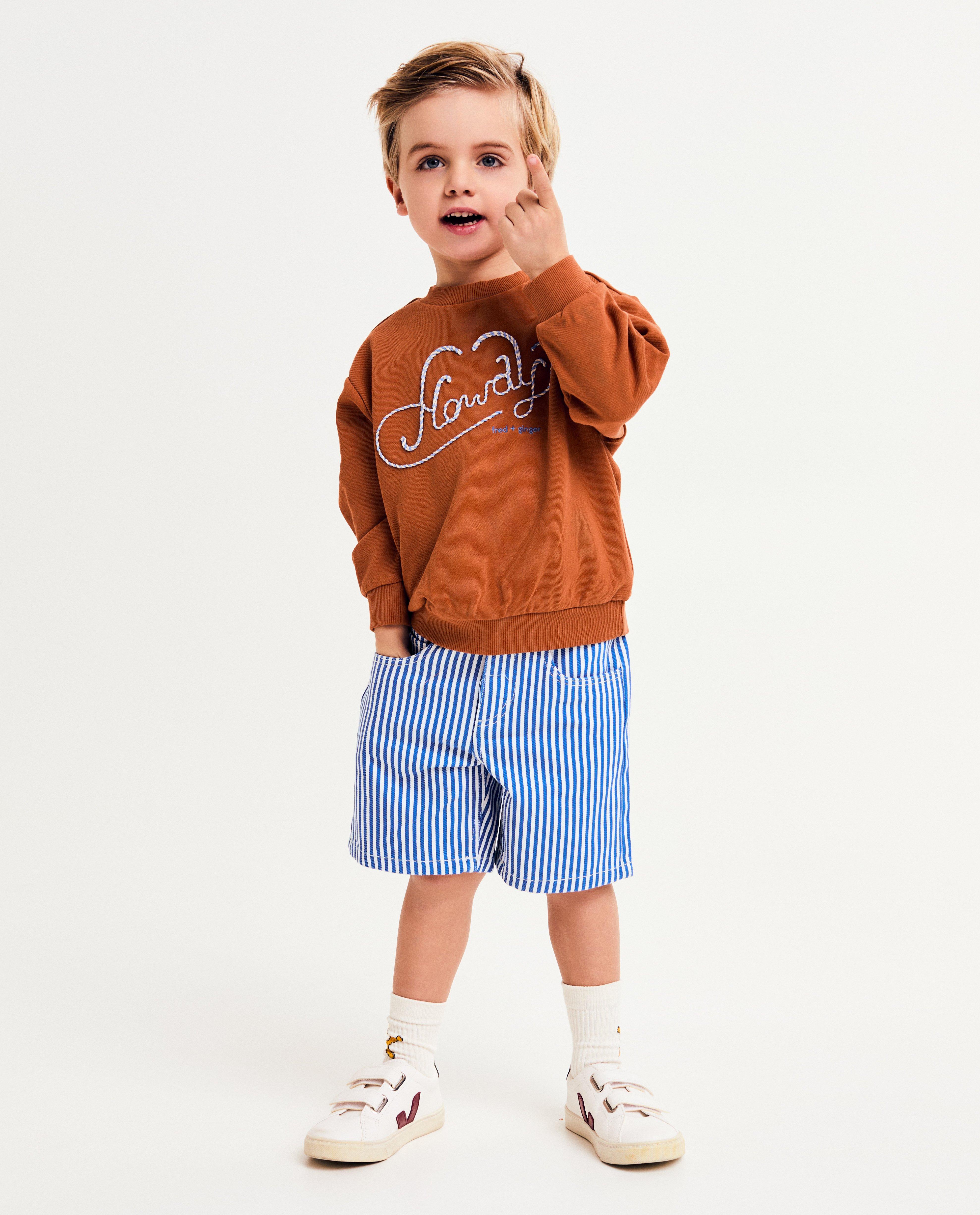 Fred + Ginger pulóver hímzett felirattal, unisex, 92-128 barna