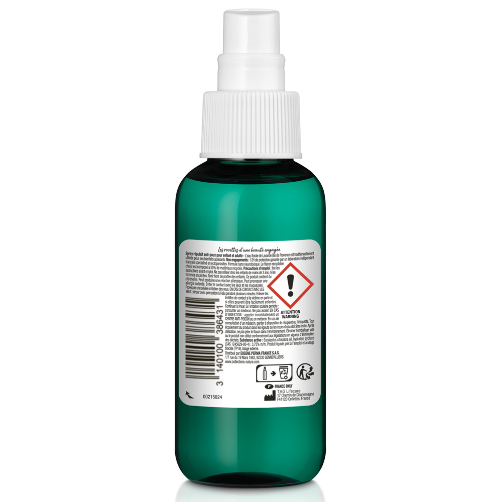 Collections Nature Spray Répulsif Anti-Poux Idéal pour les enfants à partir de 3 ans.