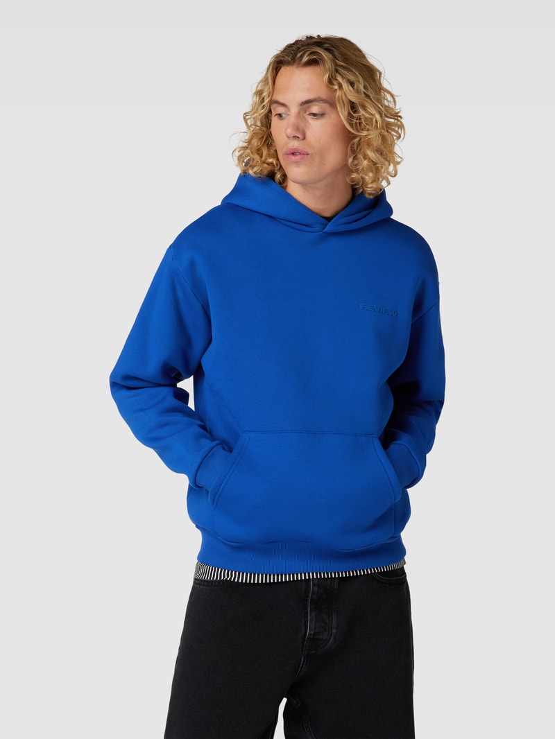 Hoodie mit Label-Print in royalblau