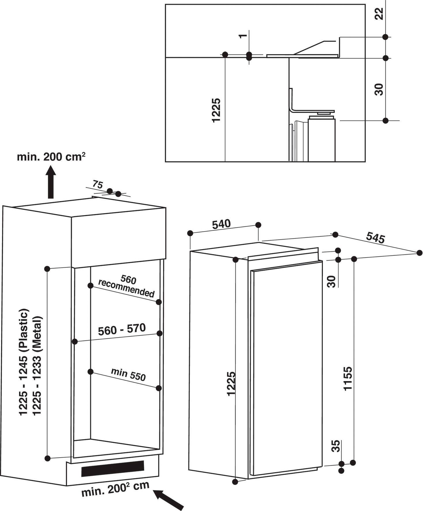 Privileg Einbaukühlschrank PRCI 336, 122,5 cm hoch, 54 cm breit