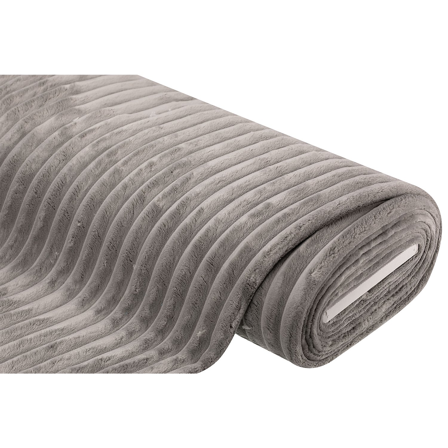 Fellimitat mit Rippen, hellgrau, 2,5 cm breite Rippe