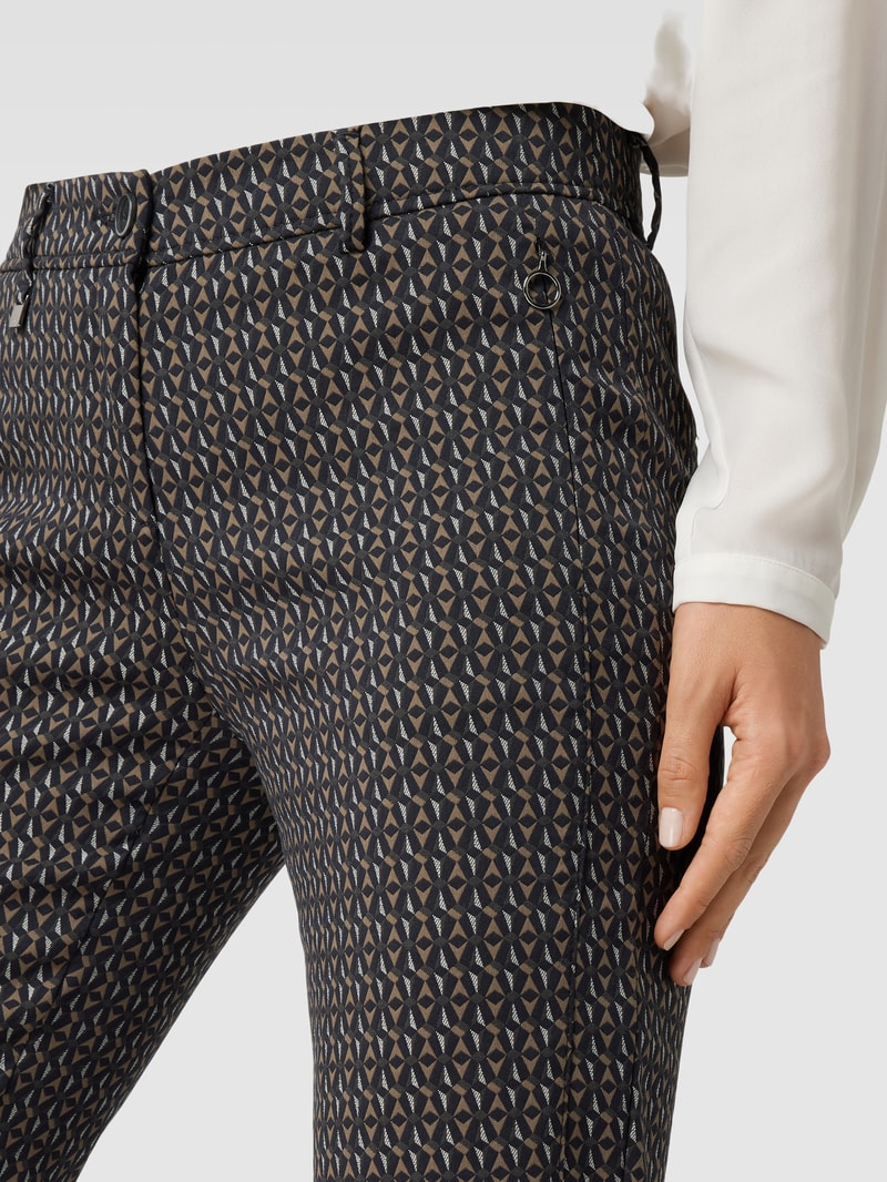 Stoffhose in verkürztem Design mit Allover-Muster in olivgrün