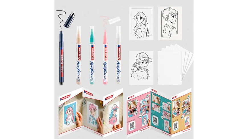 edding 5300-1800 Acrylmarker fein 5er Set Manga