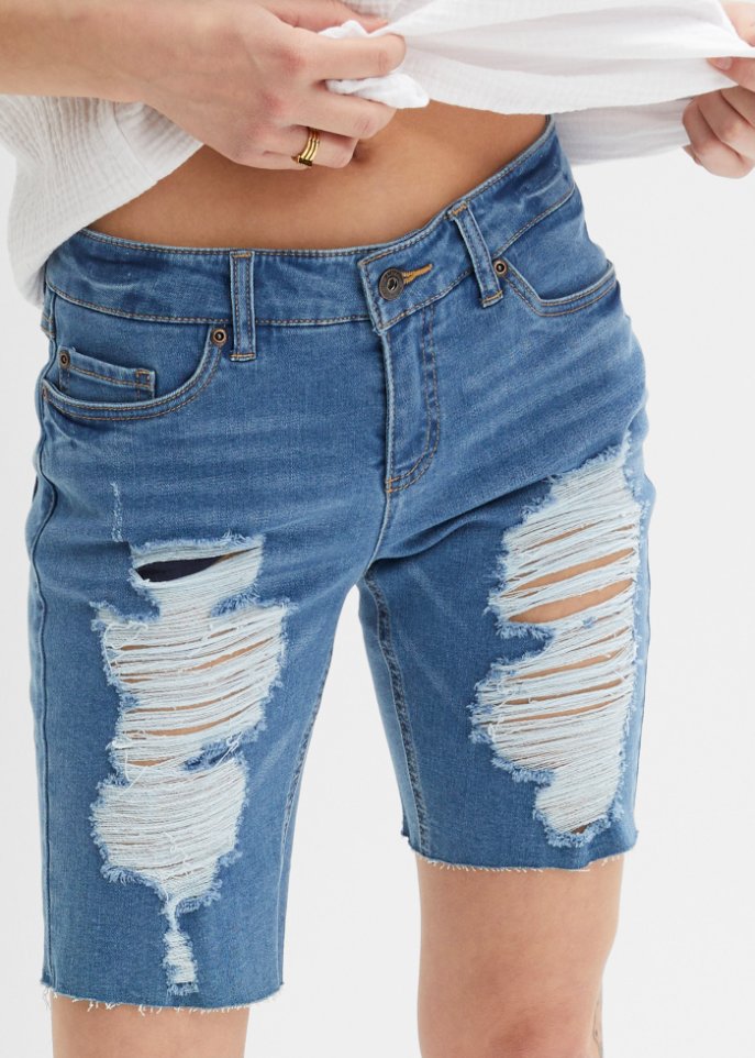 Jeans-Bermuda mit Destroy-Effekten