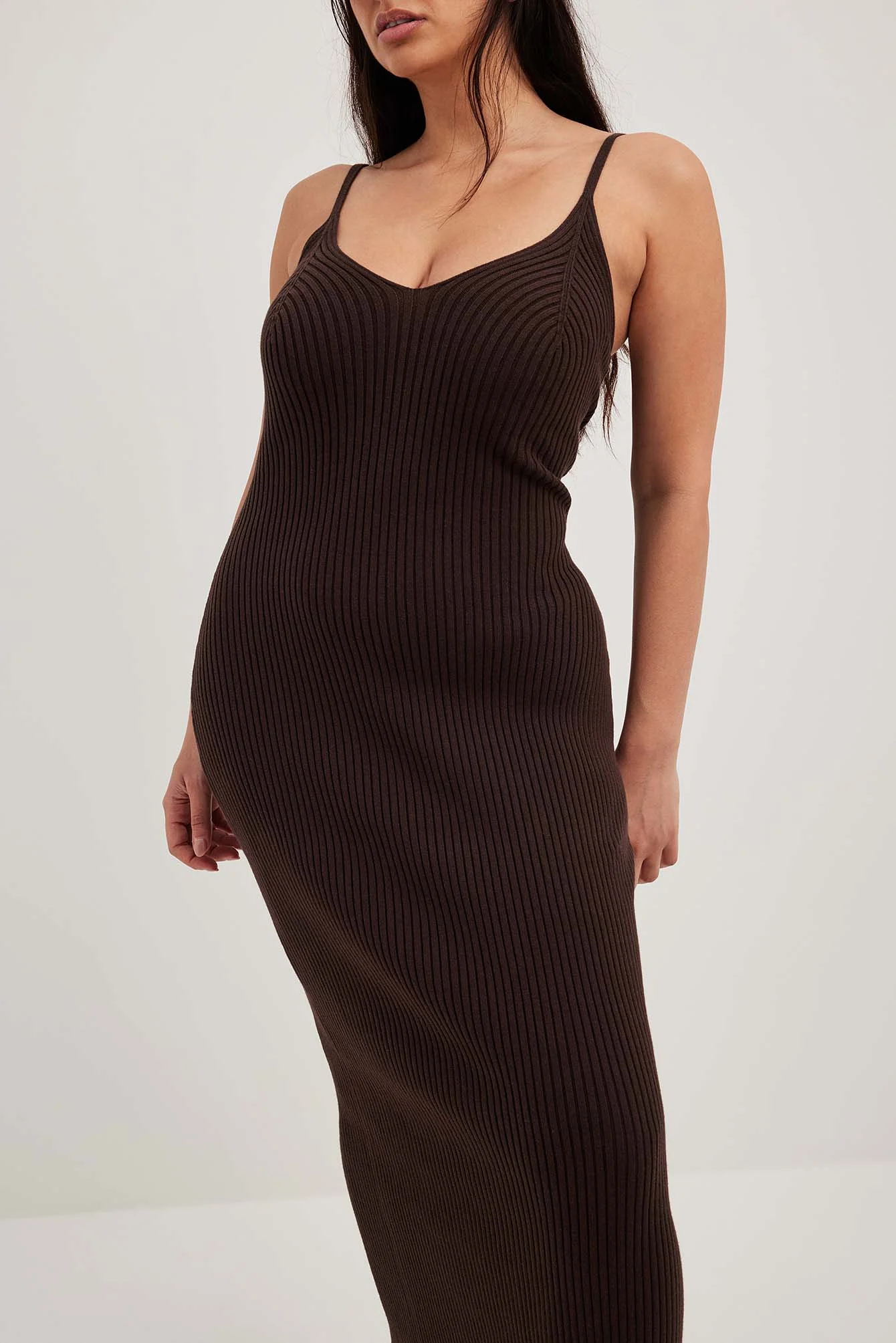 Midi-Slipkleid aus Rippenstrick
