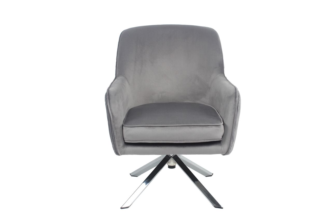 Happy Home Happy Home Drehsessel mit Samtbezug HWP63-GRA grau