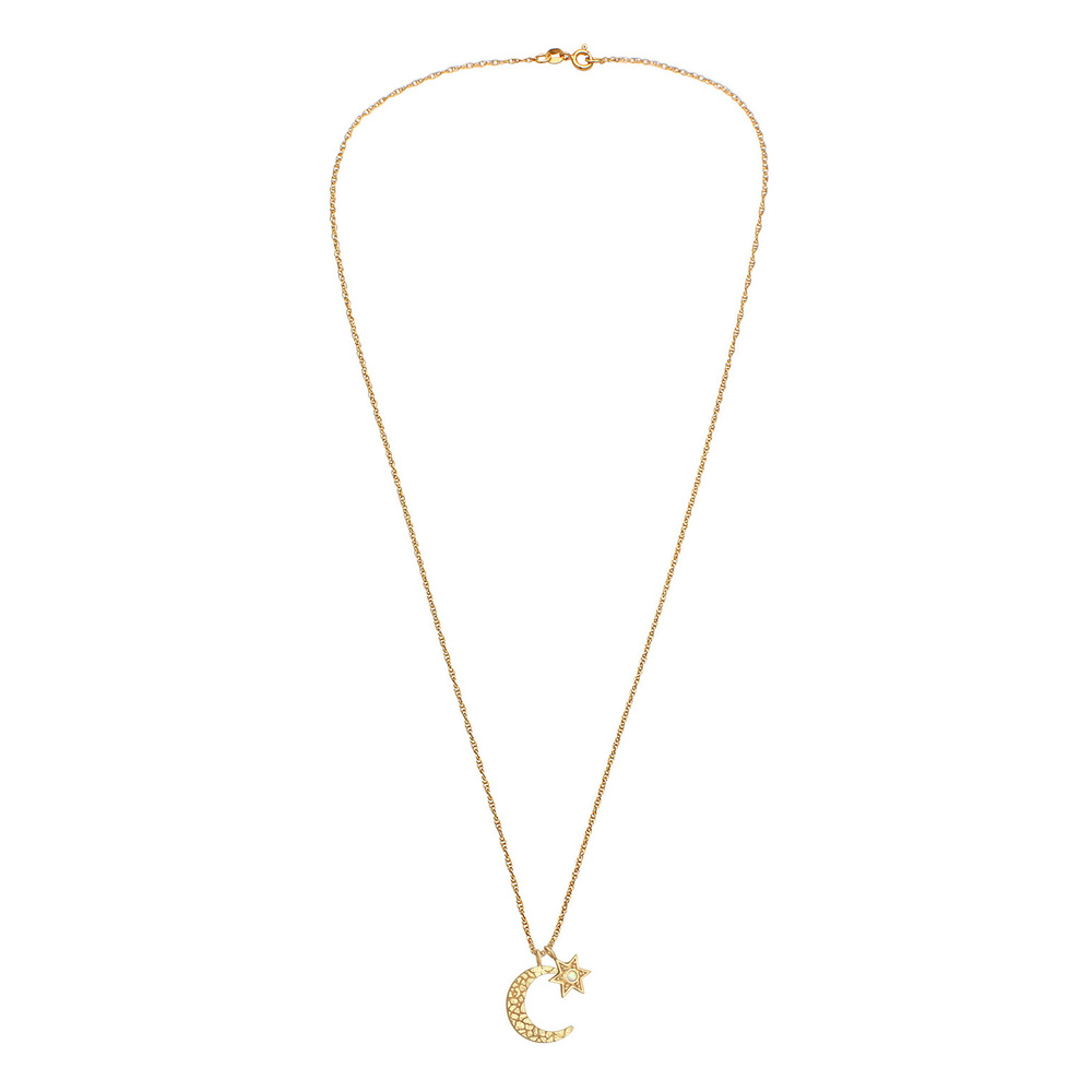 Elli Elli Collier Femme demi-lune étoile pendentif Astro avec opale synthétique en arg collier