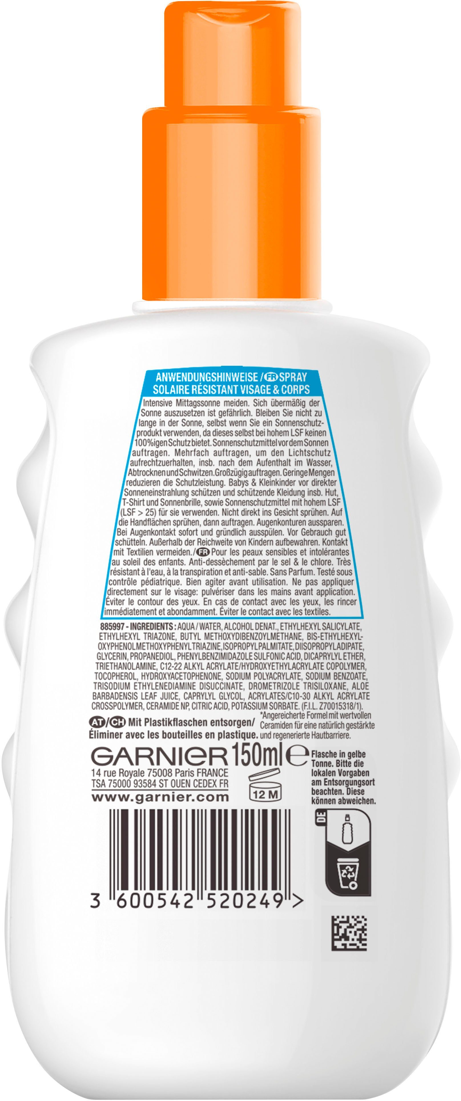GARNIER Sonnenschutzspray Garnier Kids Sensitive Sonnenschutz-Spray