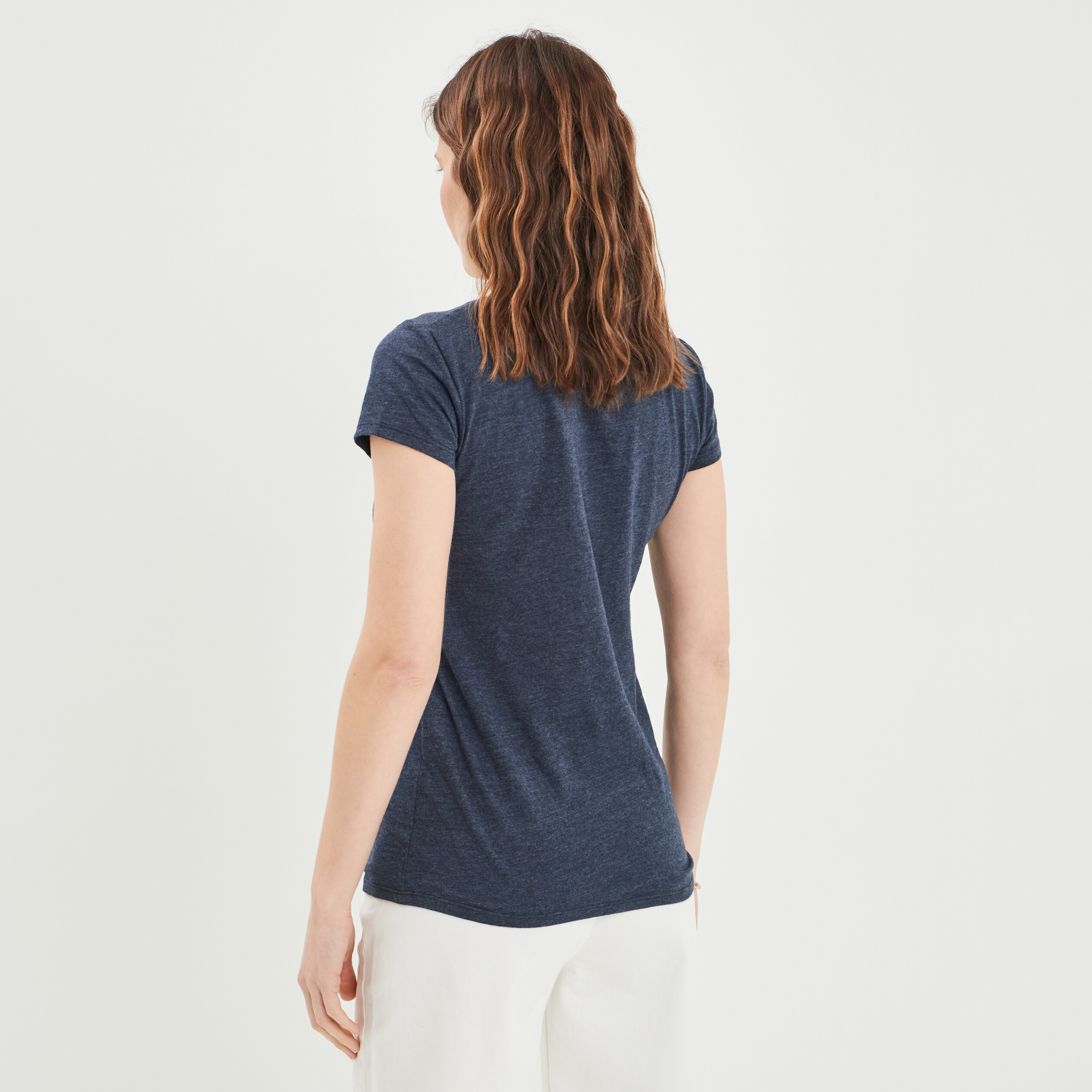 T-shirt manches courtes col rond bleu marine femme | La Halle