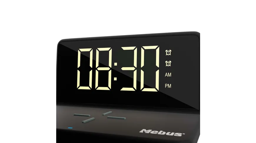 Mebus Digitaler Wecker mit Handy-Aufladestation schwarz