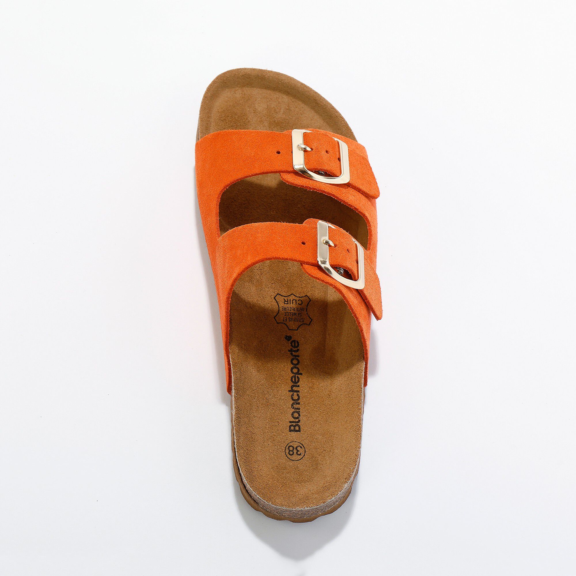 Mules croûte de cuir 2 boucles réglables