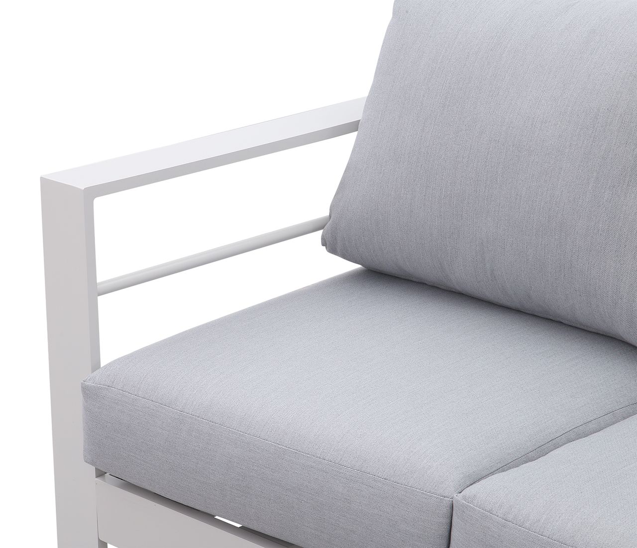 MeXo Gartenlounge-Set (Gletscherbach) Lounge Set modisches Gartenmöbelset für 6-7 Personen, Balkonset Sitzmöbel-Set Rahmen aus Aluminium Indoor Outdoor (Weiß)