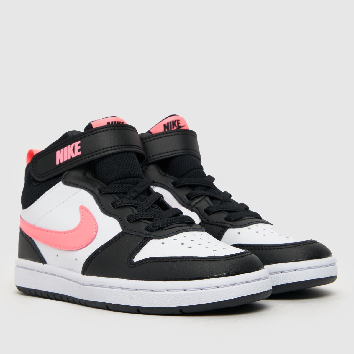 Nike vita och svarta Court Borough Mid 2 flickor juniorsneakers