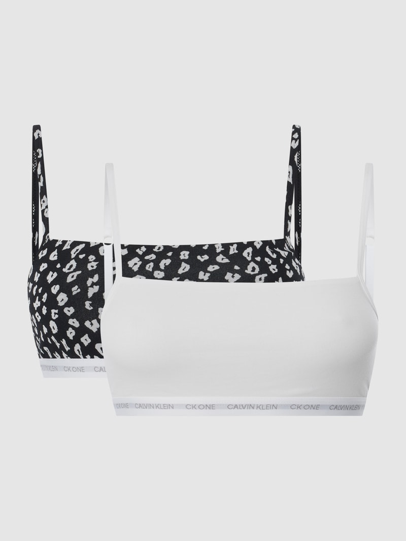 Bralette aus Baumwollmischung im 2er-Pack in schwarz