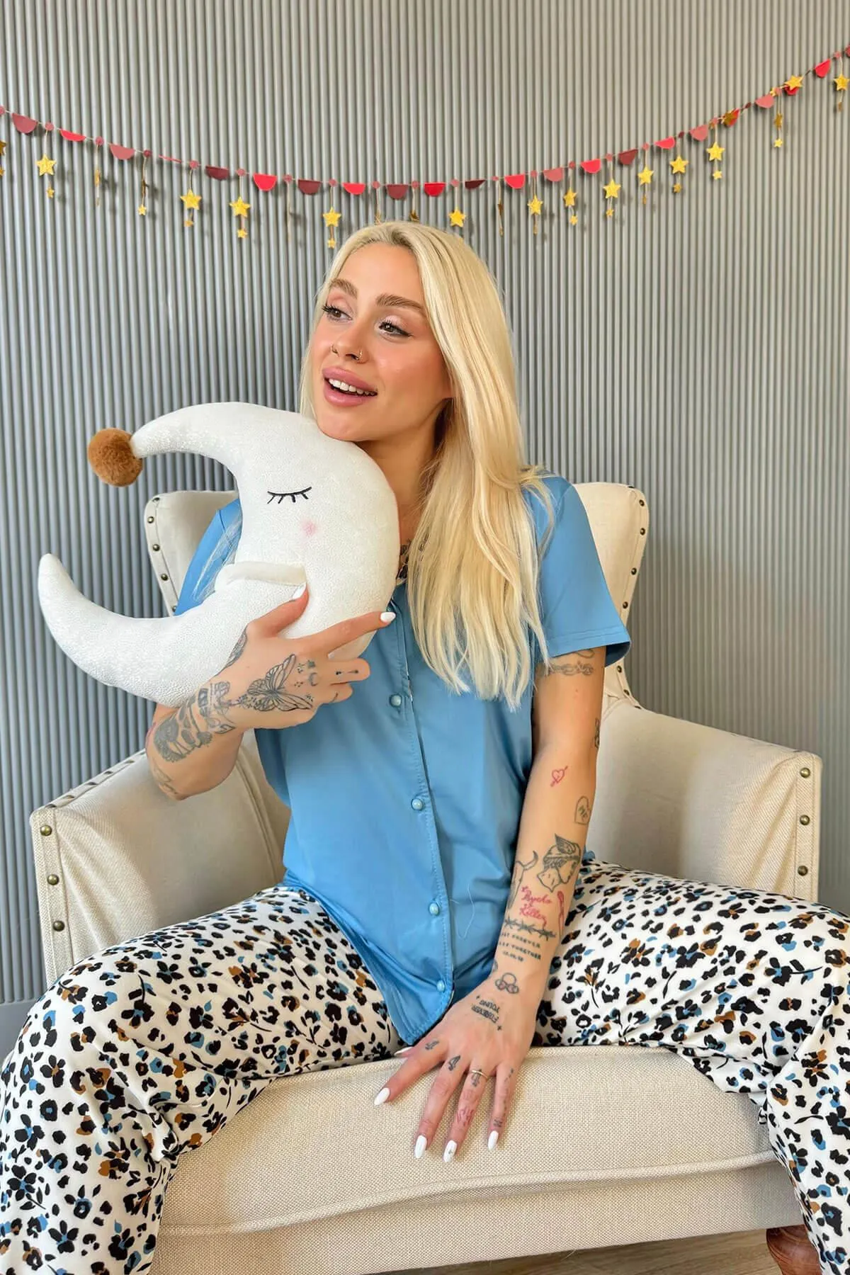 Pijamaevi  Pyjama set - Blau - Unifarben