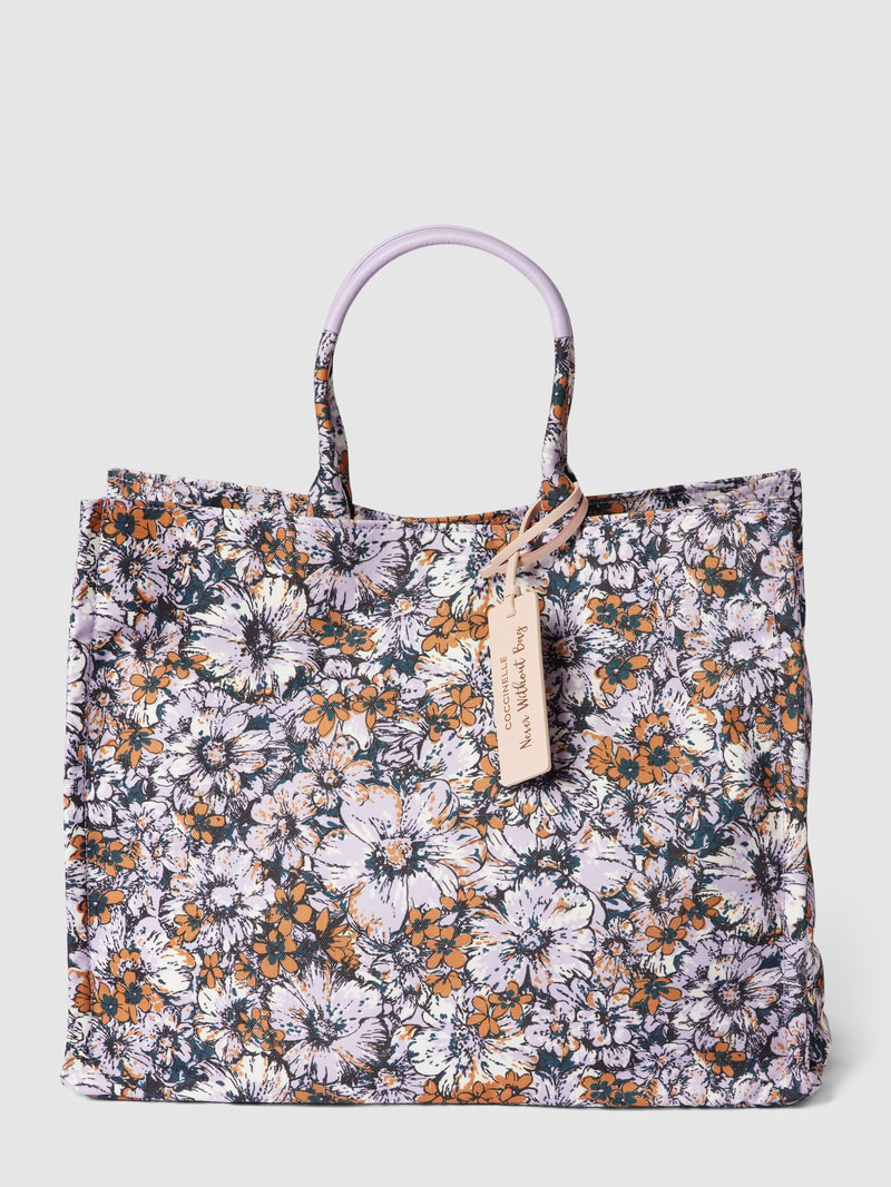 Tote Bag mit Allover-Muster Modell 'NEVER' in flieder