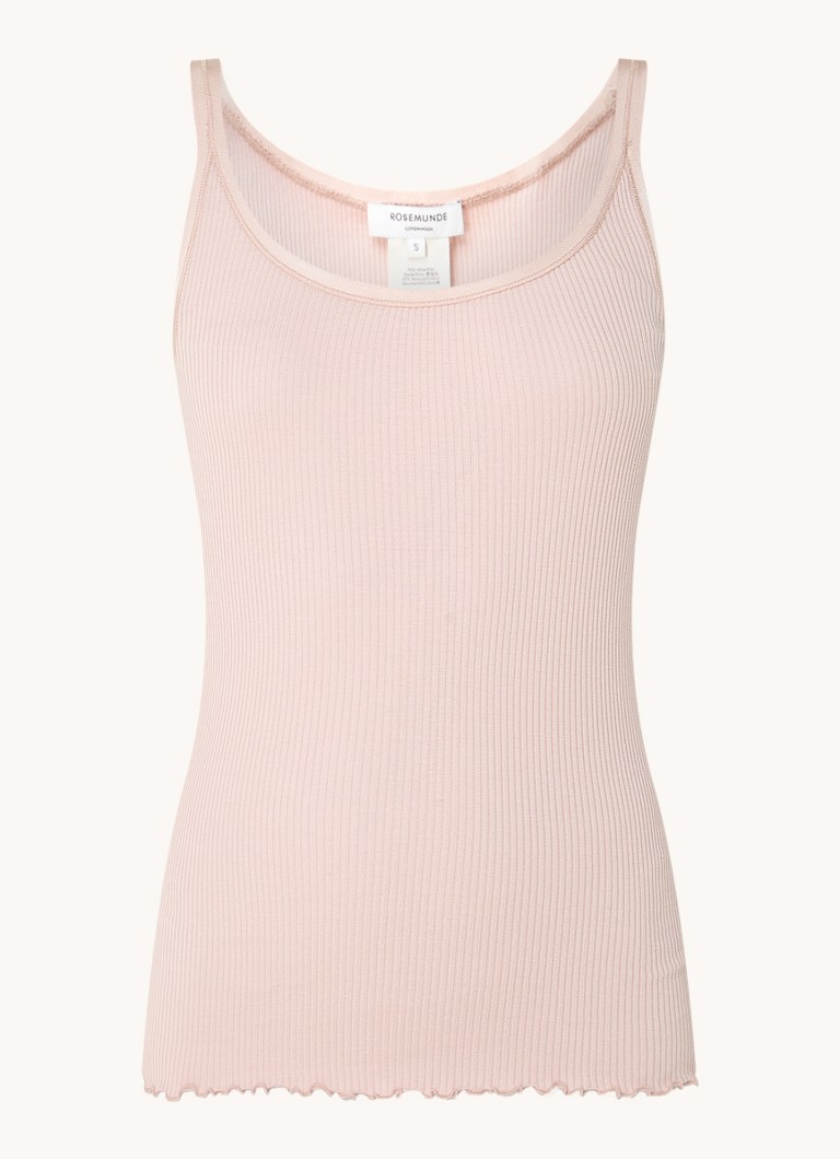 Top Rosemunde Belle in maglia a coste di misto seta con scollo rotondo