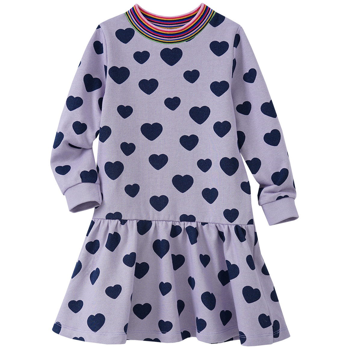 Mädchen Sweatkleid mit Herz-Print