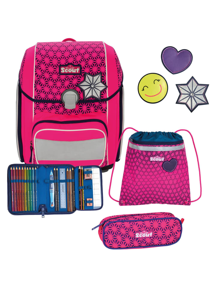 Scout Genius Neon Safety DIN Schulranzen-Set 4-teilig in pink glow günstig kaufen onesize