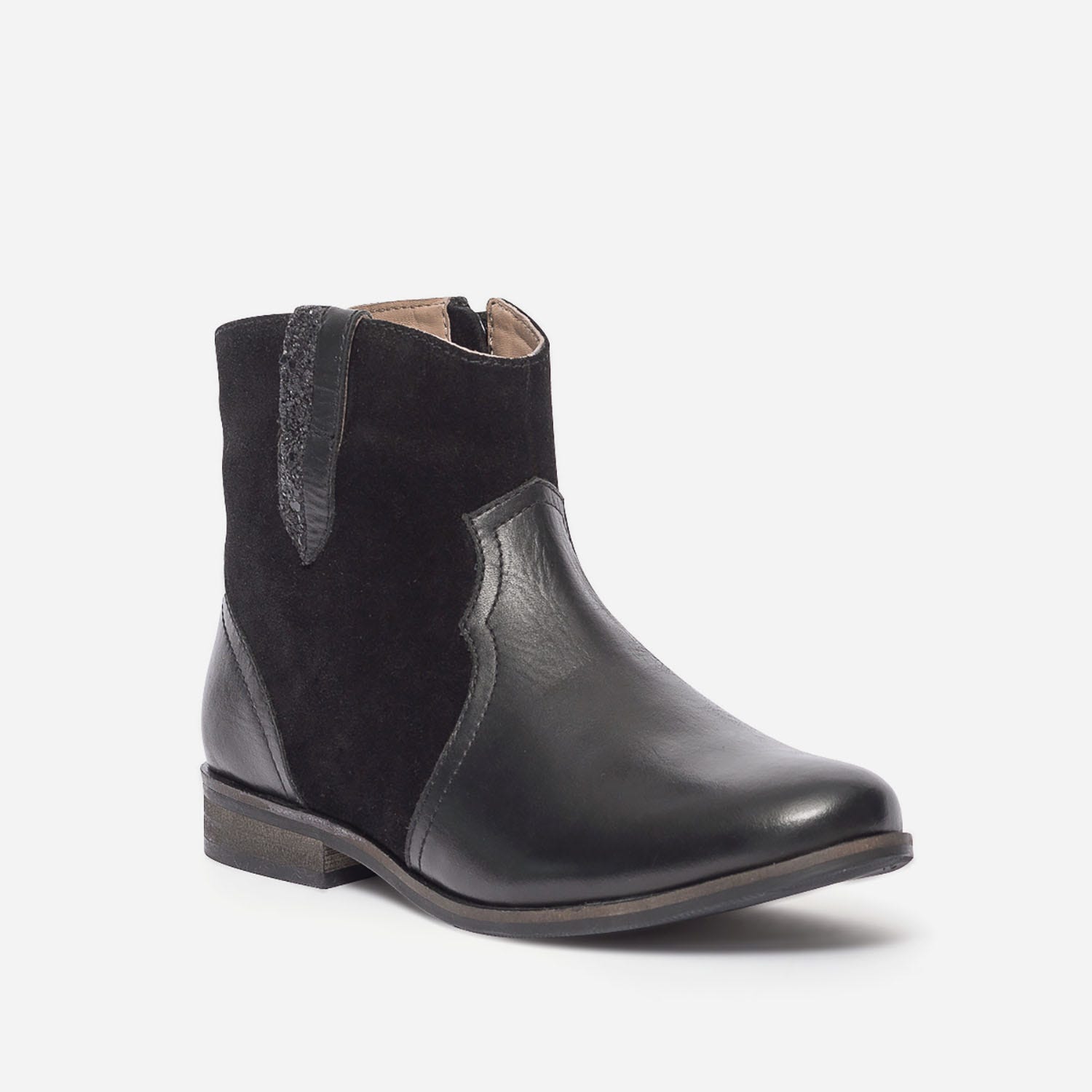 Boots en cuir noir fille