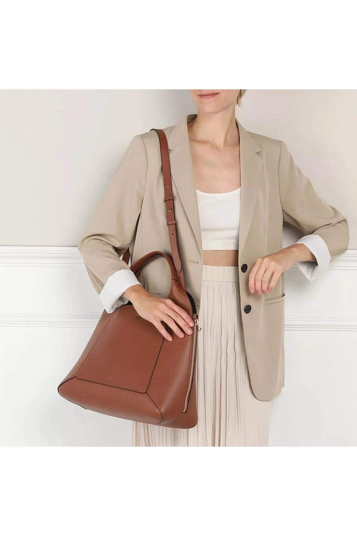 FURLA  GILDA L TOTE Cognac Nero