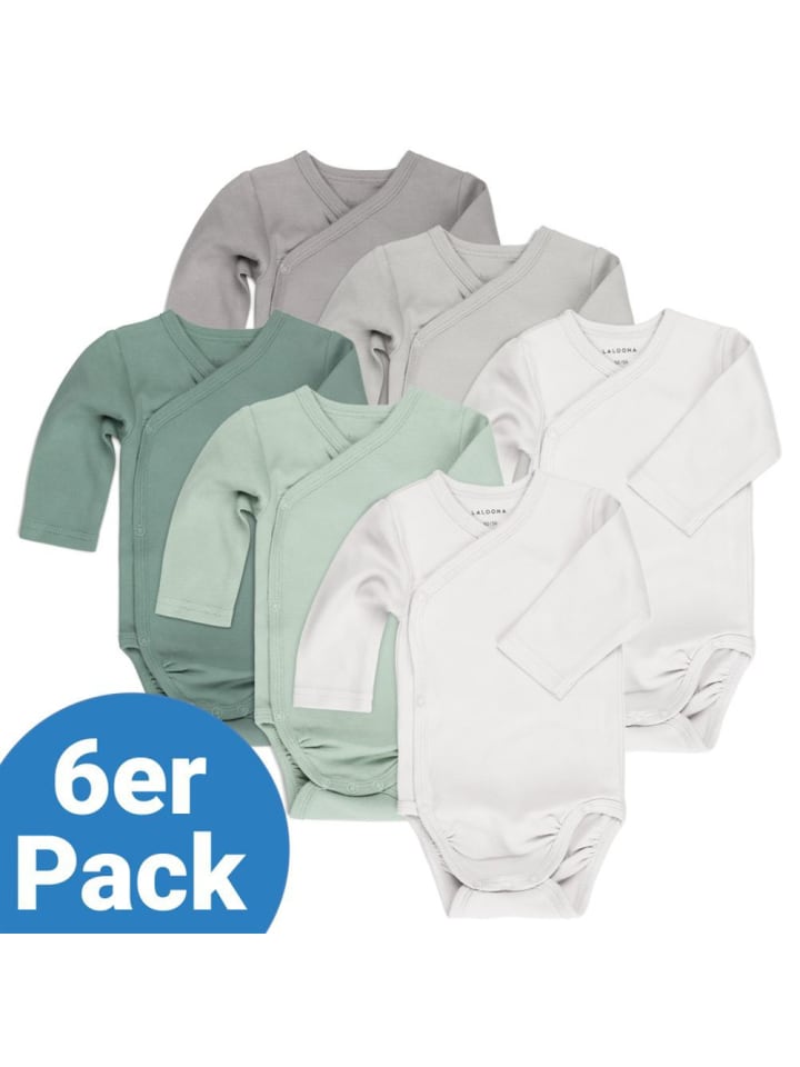 LaLoona Wickelbody Langarm 6er Pack - Salbei Grau - in gruen,grau günstig kaufen 62/68