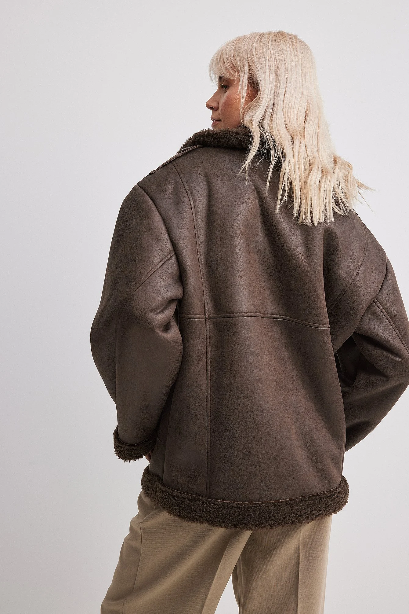 Oversize Bonded Teddy-Detail-Jacke