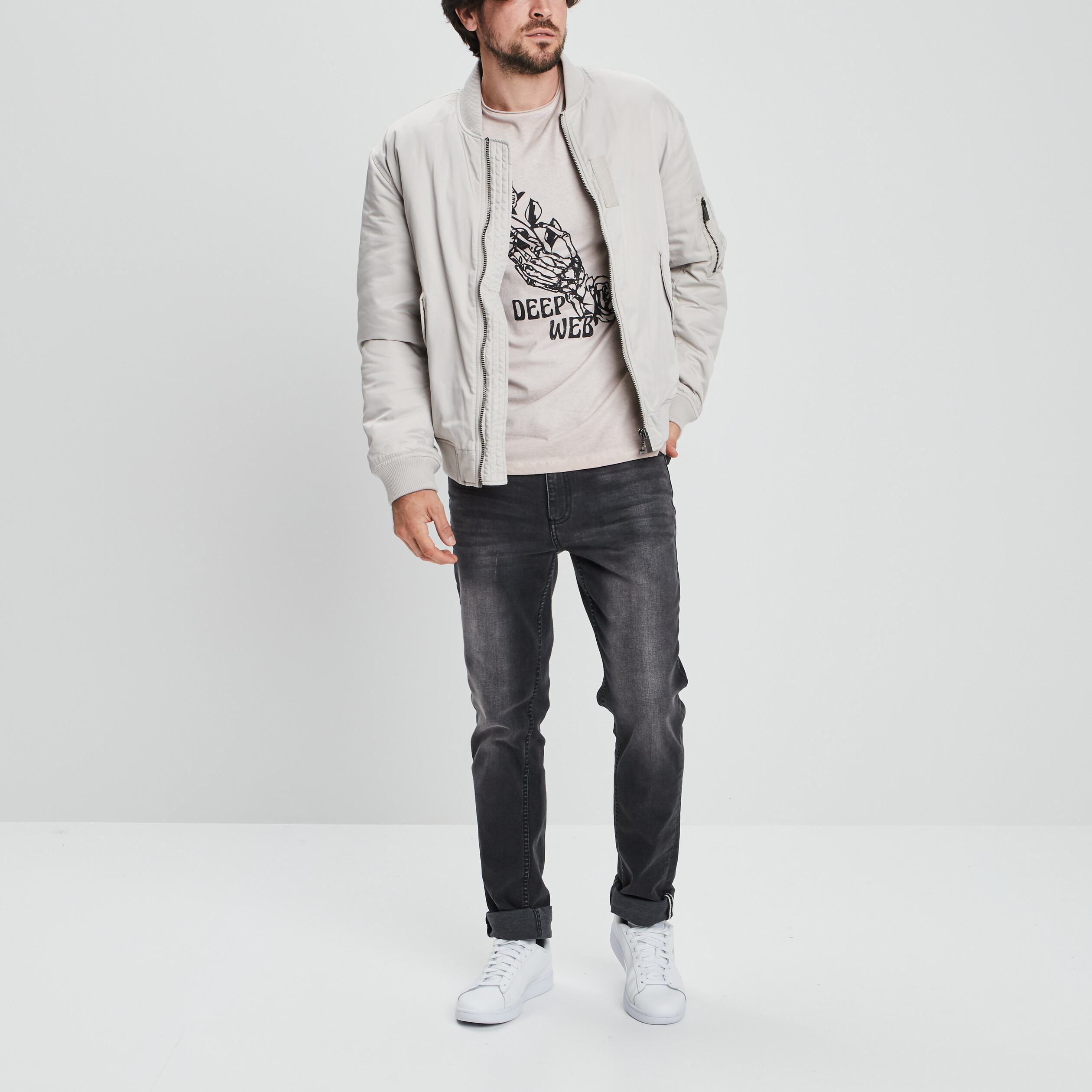 Veste bomber zippée creme homme | La Halle