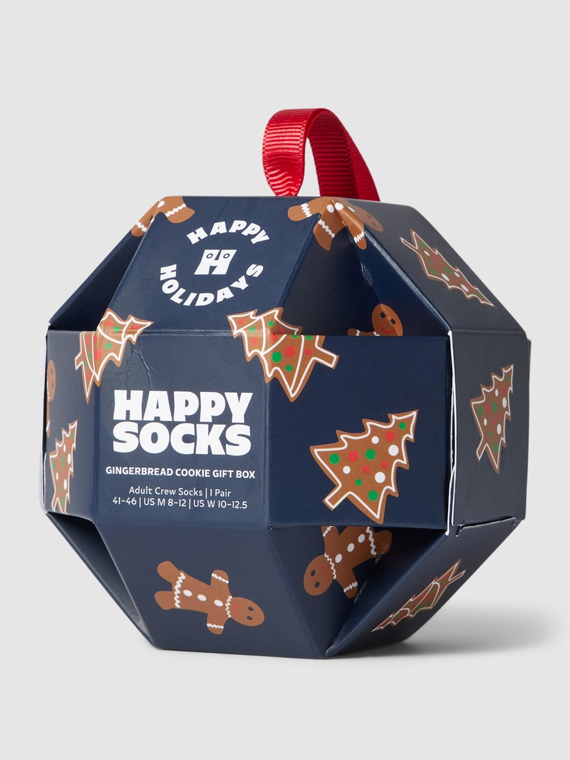 Socken mit Allover-Muster Modell 'Gingerbread Cookie' in dunkelblau