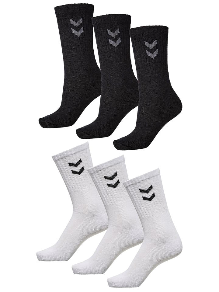 Hummel 6-er Set Sport Freizeit Basic Socken mit Logo in Schwarz-Weiß günstig kaufen