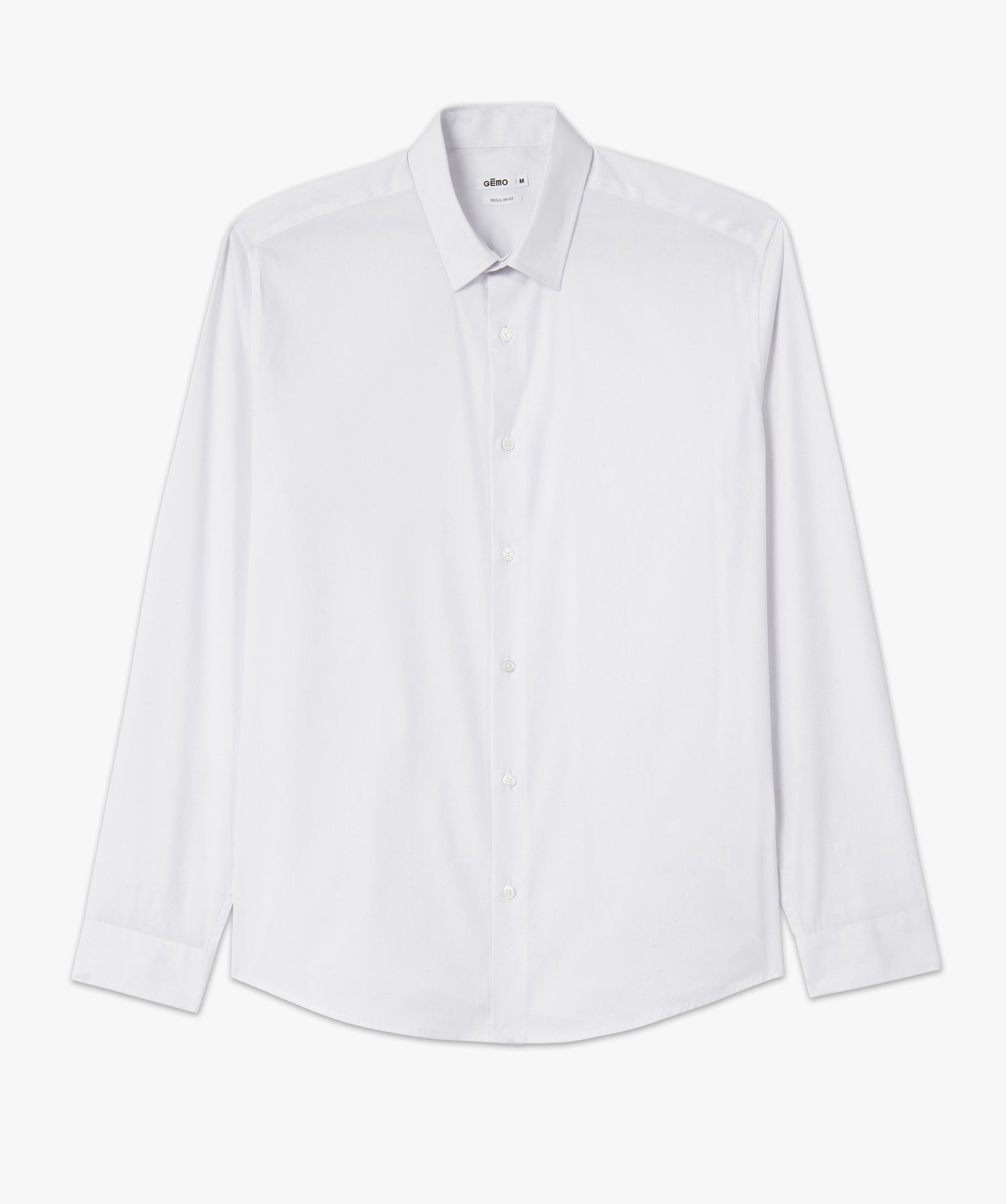 Chemise homme à manches longues coupe Regular en coton stretch blanc | GEMO