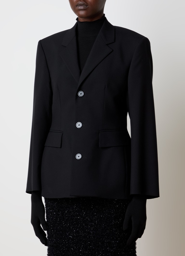 Balenciaga gyapjú blézer fedőzsebekkel