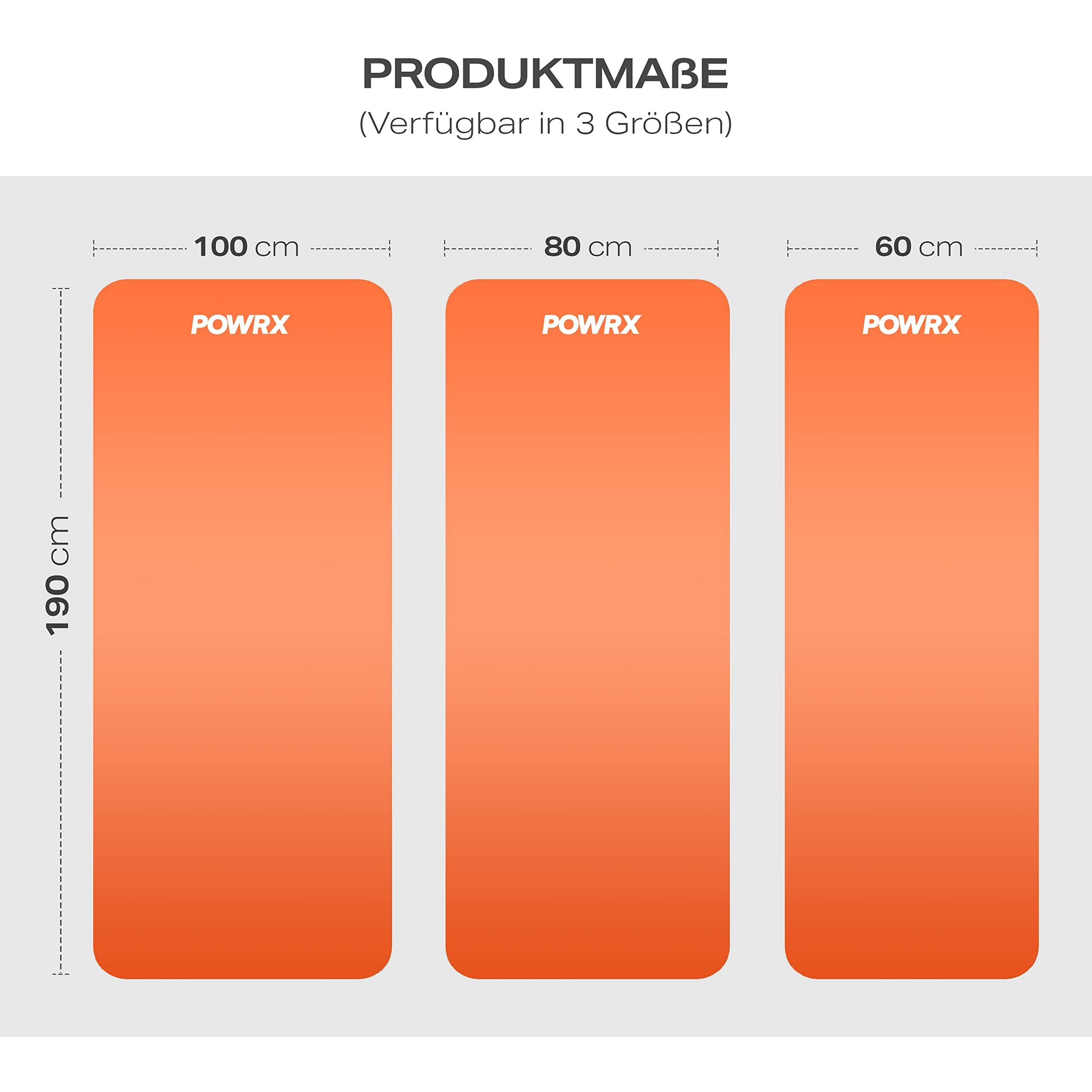 POWRX Yogamatte Gymnastikmatte Yoga-Matte (Orange, 190x60cm) inkl. Trageband + Tasche., Orange 190 X 60 X 1.5 Cm Nitril-Butadien-Kautschuk