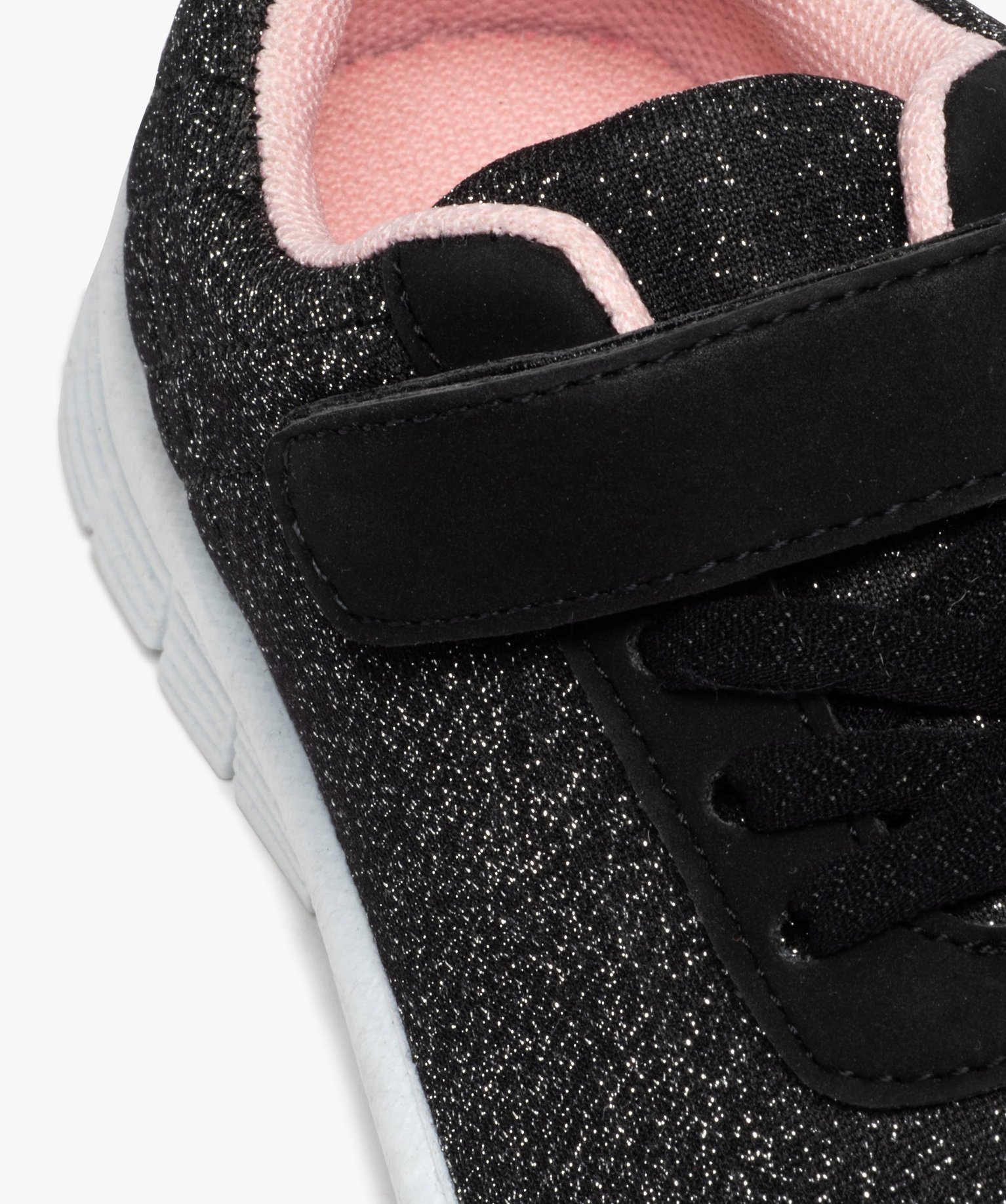 Baskets fille en toile pailletée avec scratch noir | GEMO