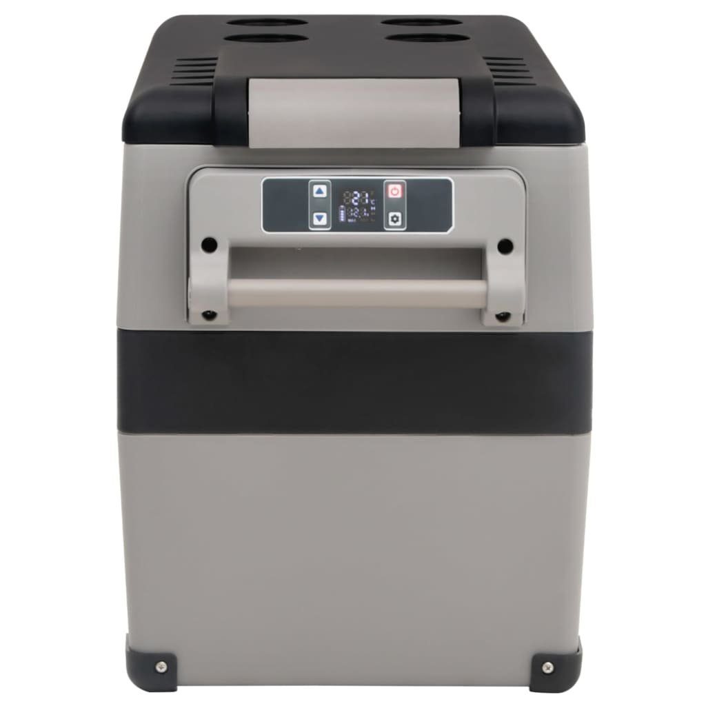 vidaXL Kühlbox Kompressor Kühlbox mit Griff und Adapter Schwarz und Grau 55 L Camping