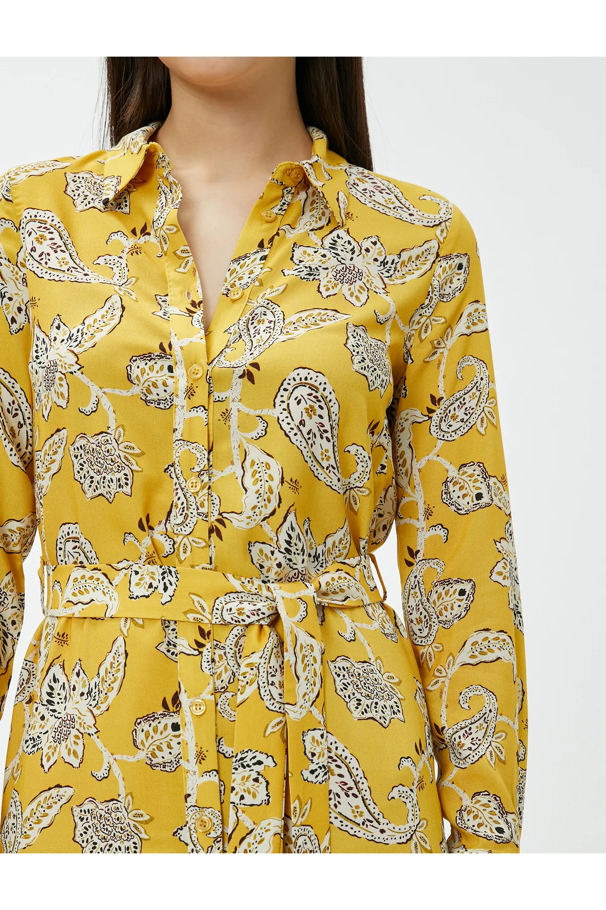 Koton  Hemdkleid in Midi-Länge mit Gürtel