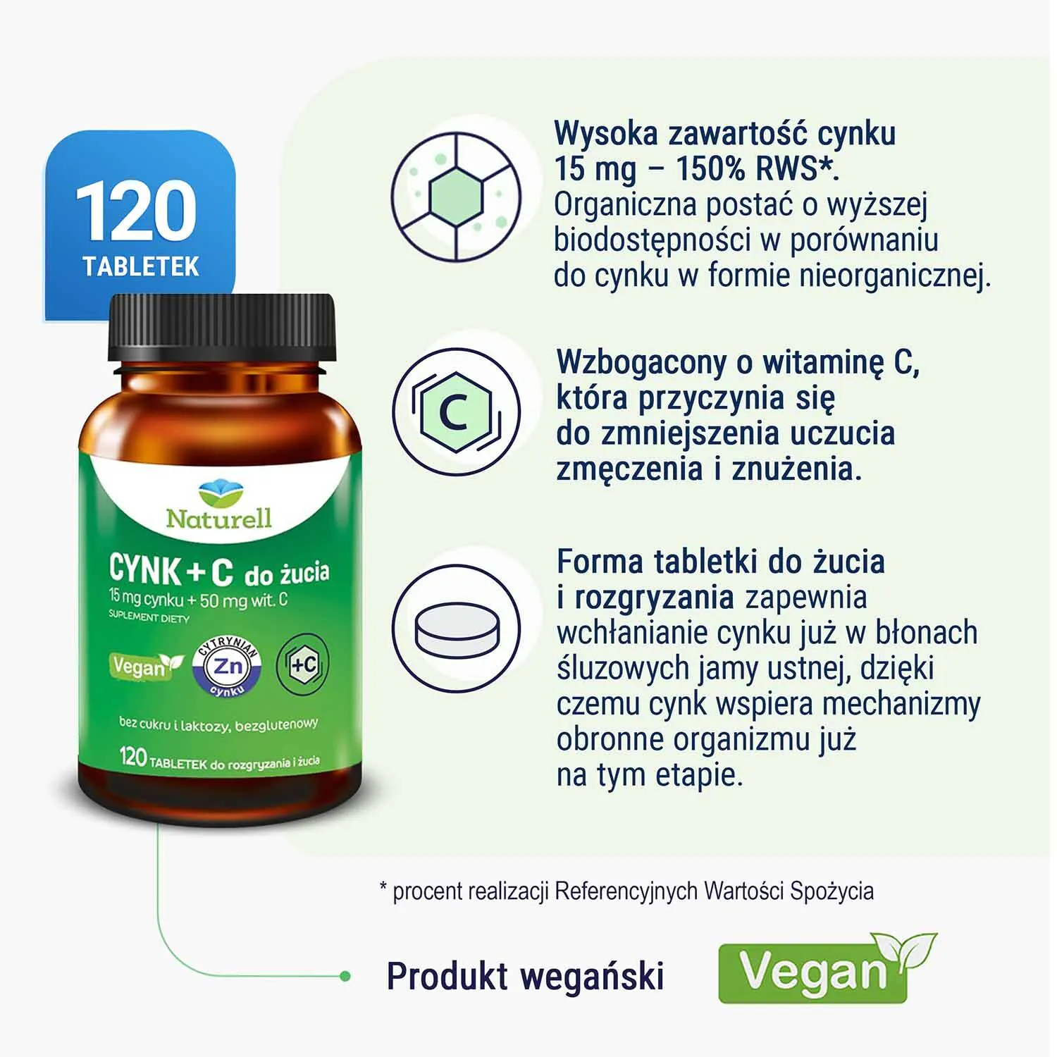 Naturell cinko + C kramtomosios tabletės